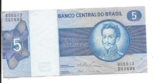 Liquido Billete De Brasil  5 Cruzeiros De 1970