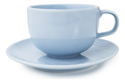 X 6 Combo Taza C/ Plato Café Germer Dunas 100 Ml Color Azul