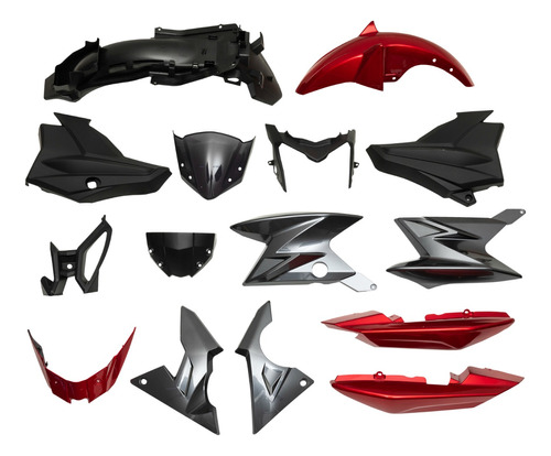 Kit De Plasticos Completo Para Yamaha Ybr125 Z Rojo Mtc