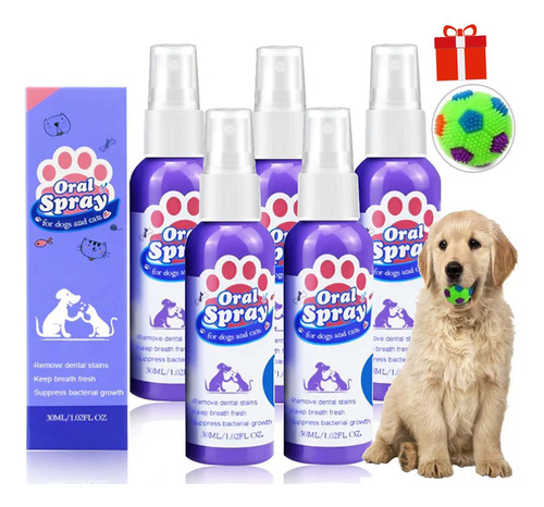 Aerosol Bucal Para Mascotas, 5 Unidades, Limpia Los Dientes