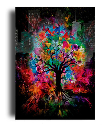 Cuadro Decorativo Canvas  Comedor 60x80cm Arbol Colores