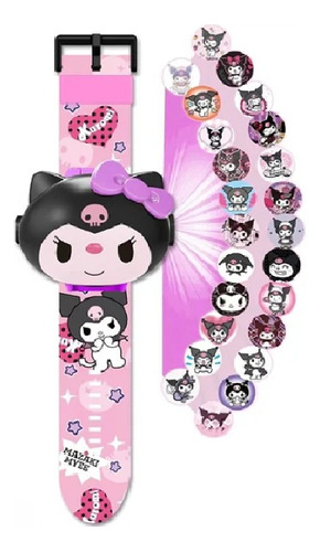 Kuromi Reloj Digital + Proyector De 24 Figuras Juguete Kitty