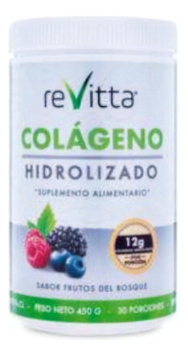 Colágeno Hidrolizado + Vitaminas 450 Gr 30 Servicios Winkler Sabor Frutos Del Bosque