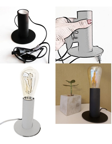 Lampara Velador Hierro Moderno Minimalista Escritorio E27