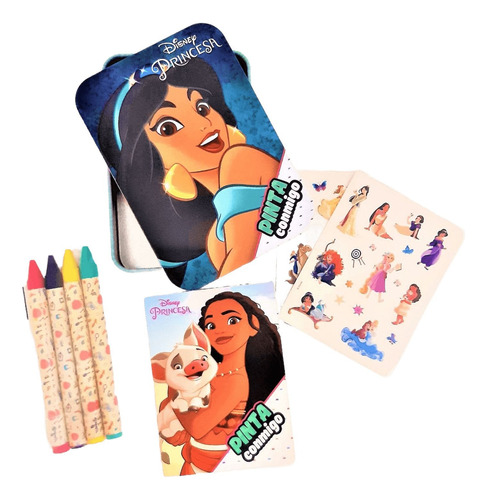 Lata Disney Princesas Con Libro Para Pintar - Jazmín 