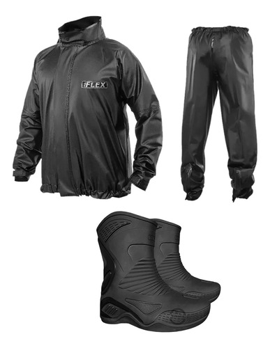 Kit Equipo De Lluvia Delta + Botas Lluvia Impermeables Sia++