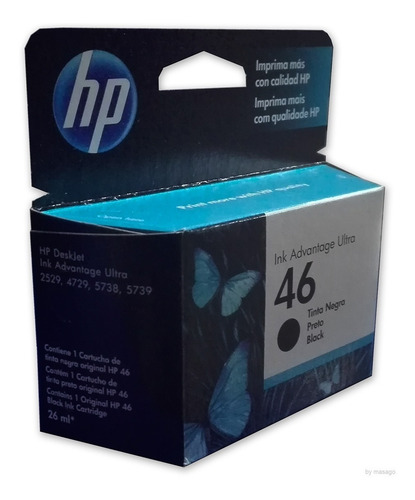 Cartucho Tinta Hp 46 Negro Cz637al Original 2529 4729 5738