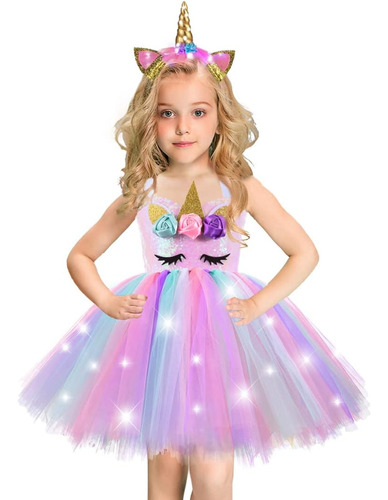 Vestido De Unicornio Led Zerenfy Para Niñas Disfraces De Hal