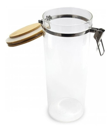 Frasco De Vidrio Tapa Hermetica De Bamboo 1.70 Litros