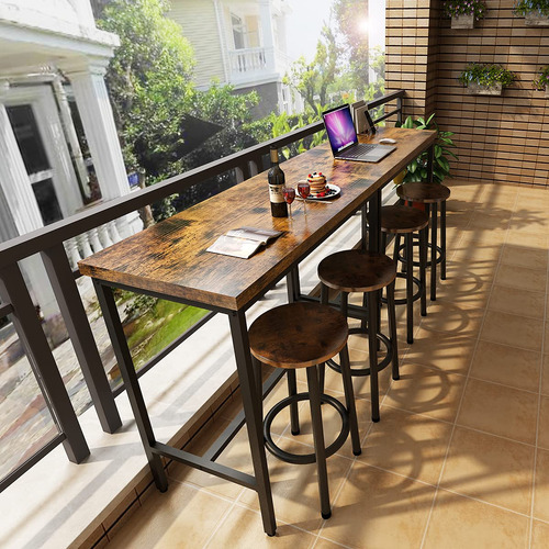 Juego De Comedor De 3 Piezas Mesa Y Taburetes Marrón Rústico