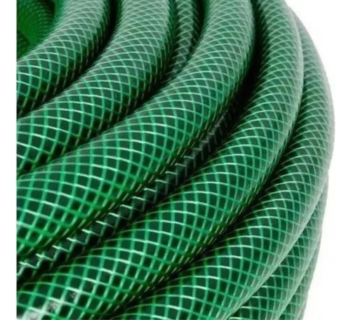 Manguera Reforzada De Jardin 25m + 3 Pistones Color Verde