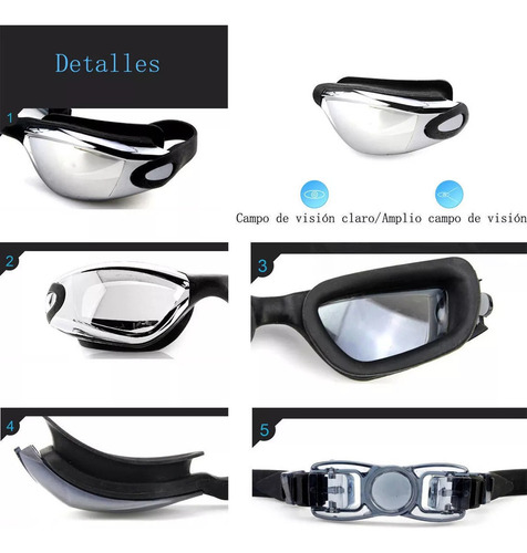 / 5 En 1 Kit Gafas De Natación Protección Uv Antiempaño