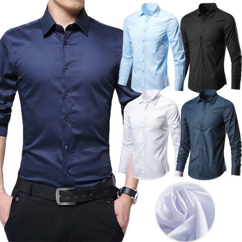 Camisa Slim Fit Strech Calidad Moda Casual Formal Lisa