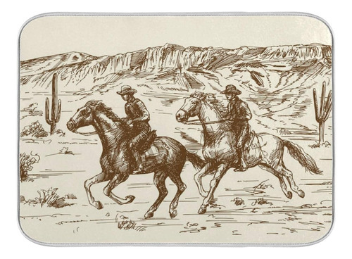 Wellday Western Desert Cowboy - Tapete De Secado De Platos R