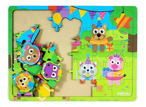Imagen 1 de 2 de Rompecabezas 36 Piezas De Madera Cumpleaños Pipikuku