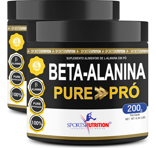 2 Unidades Da Beta Alanina - Fórmula Avançada Com 2000mg De Beta Alanina Por Dose 100% Pura Com Insumos Importados (100 Doses) -200g