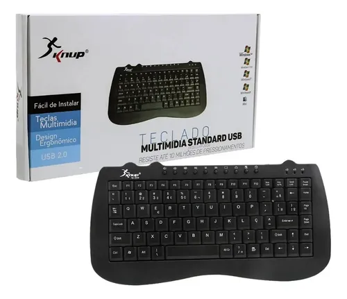 Mini Teclado Multimídia Ergonômico Usb Kp-2008 Knup | Parcelamento