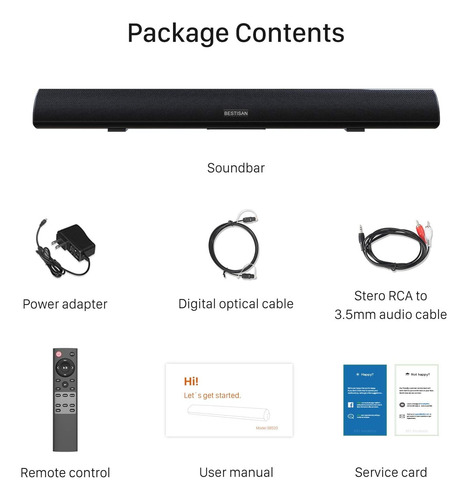 Barra De Sonido Bestisan, Barra De Sonido De 100 Vatios Para