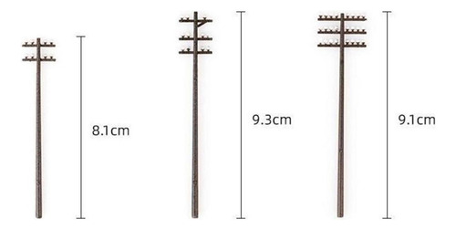 3 Piezas 1/87 Ho Escala Postes De Cable Postes Para Maqueta