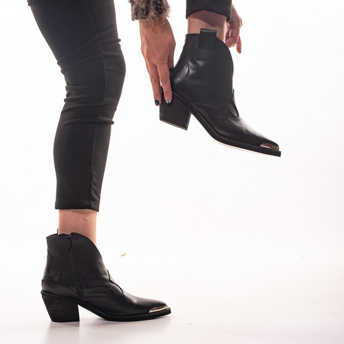 Zapatos Texanas Cortas Cuero Moda Mujer Tejanas Botas Taco | Envío gratis