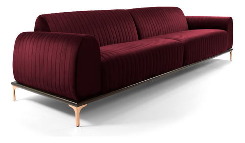 Sofá 150cm 2 Lugares Pés Rose Gold Molino Veludo Marsala Cor Bordô Desenho Do Tecido Liso