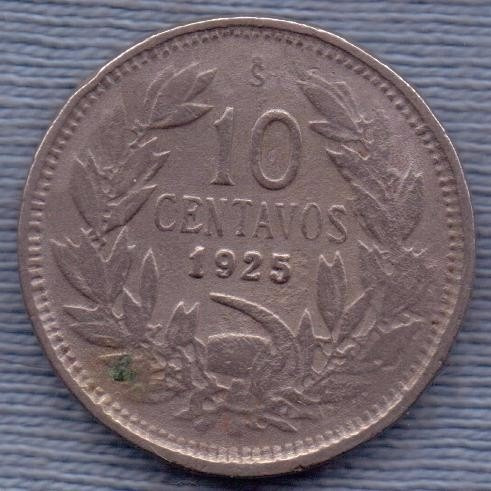 Chile 10 Centavos 1925 * Escudo *