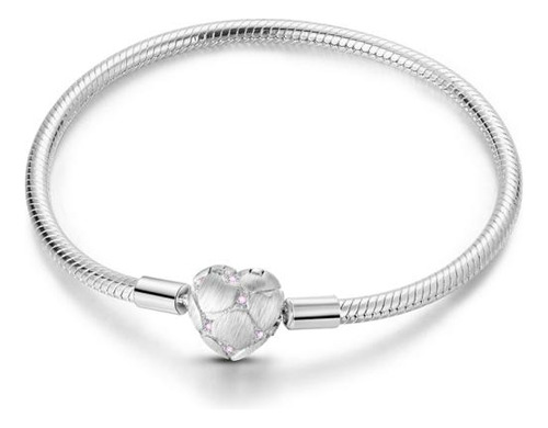 Pulseira Banhado Prata 925 Coração Berloques - Mirage Joias