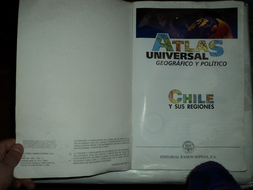 Atlas Universal Geográfico Y Político Chile Y Sus Regiones. (Usado)