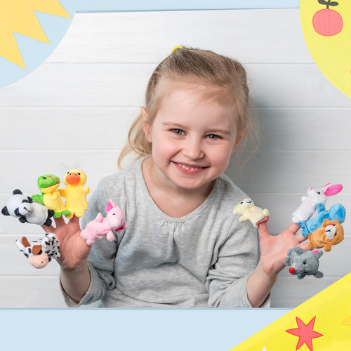 Juego De Títeres De Peluche, 16 Piezas, Animales, Miembros D