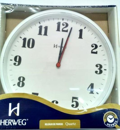 Relógio De Parede Herweg Redondo Para Cozinha Sala 6126 + Cor Da Estrutura Branco Cor Do Fundo Branco