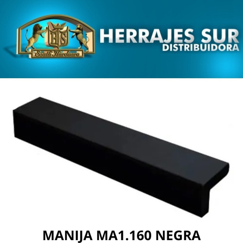 Imagen 4 de 8 de Manija Tirador Mueble Cocina Aluminio Negro Ma1.160 Emr