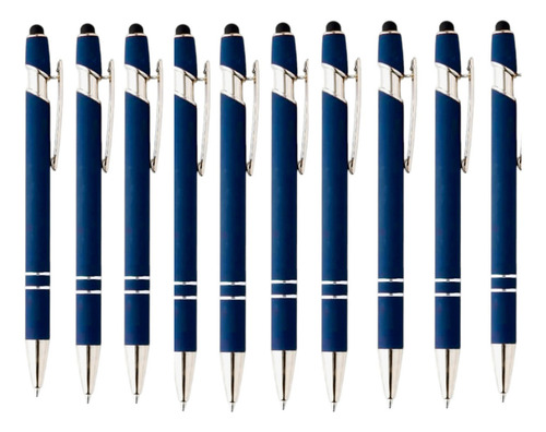 Kit 30 Caneta Touch Gravado A Laser Com Design Sofisticado Tinta Azul Exterior Azul