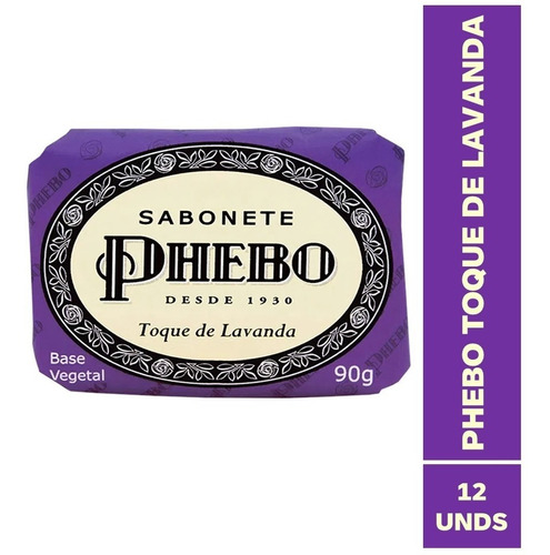 Pacote Com 12 Sabs Barra Phebo Veg Toque De Lavanda De 90g