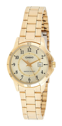 Reloj Mujer Casio Ltp-v004g-9 Cuarzo Pulso Dorado En Acero