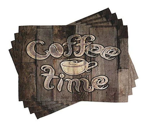 Ambesonne Modern Place Mats Conjunto De 4 Coffee Time Phrase