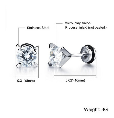 Imagen 4 de 4 de Aretes Acero Inox Hombre Drop