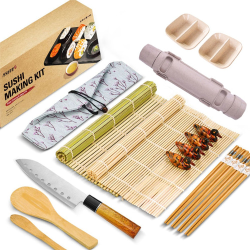 Kit Para Sushi Casero 15 Piezas Molde Palillos Cuchillo Etc