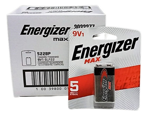 12 X Pilas Batería 9V ENERGIZER MAX 522 Pilas Alcalinas 9V