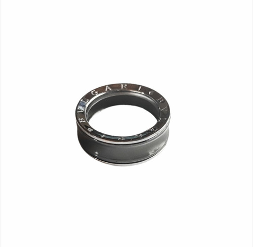 Anillo Aro Estilo Bicolor Cerámica Negro Sz 7