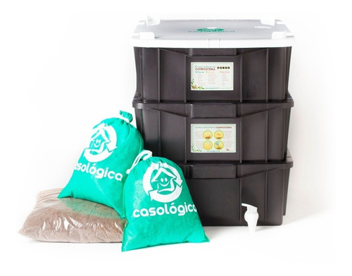 Imagem 2 de 7 de Kit Composteira Doméstica / Minhocário P + Minhocas