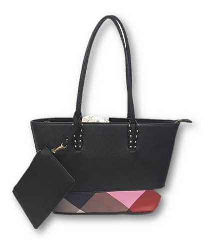 Imagen 1 de 5 de Bolso De Dama Tipo Tote Negro Es-3405bk