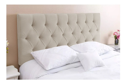 Cabeceira de cama Kasabela Paris Capitonê Queen 160cm x 58cm Couro sintético bege