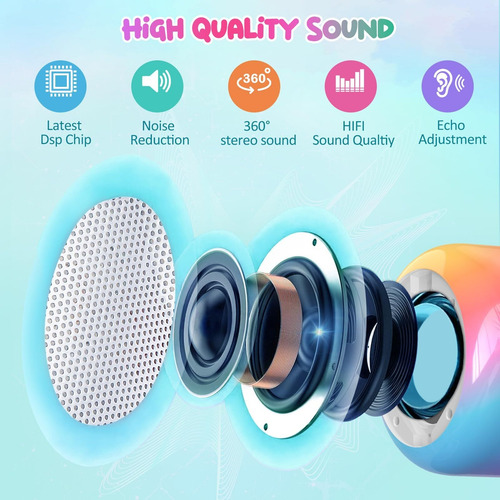 Altavoz Bluetooth Portátil Con 2 Micrófonos Inalámbricos