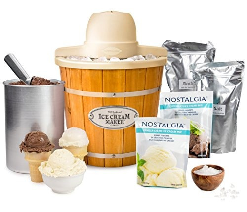 Nostalgia Icmp400wdbun Wood Bucket Ice Cream Starter Kit El