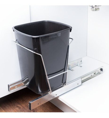 Cesto De Basura Con Riel Maxims Cestobassen Bote De Plástico Para Cocina Con Riel Metálico Cromado Diseño Compacto 28.5x28.5x32cm