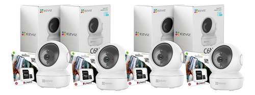 Kit 4 Camaras Seguridad Ip Ezviz C6n 360 Wifi + 4 Sd 128gb