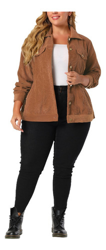 Chaqueta Talla Grande Abrigo Camisa De Pana Con Bolsillos