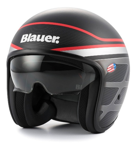 Casco Abierto Blauer Pilot 1.1 Grafica B Negro Mate