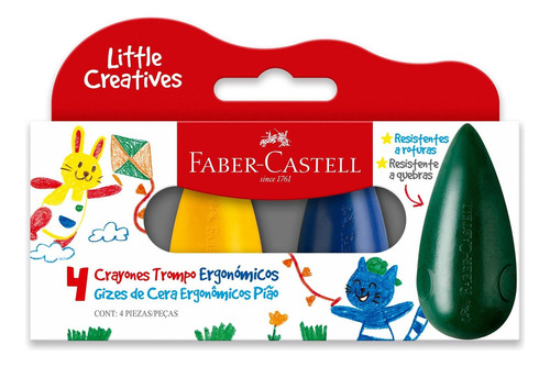 Crayón Ergonómico Gota Little Creatives Faber-Castell x4 und