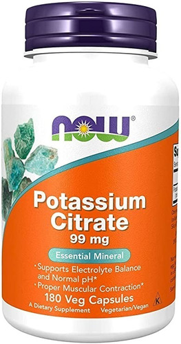 Citrato De Potasio (99mg) 180 Capsulas - Now